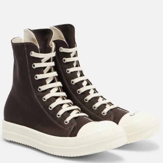 RICK OWENS 棕色高帮帆布鞋