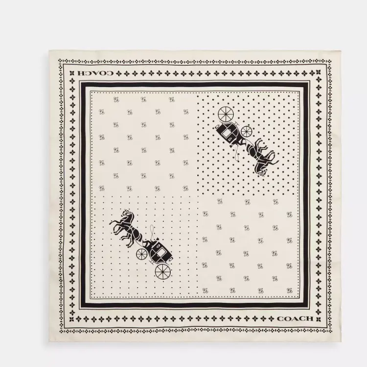 Coach 蔻驰马车图案圆点印花真丝方巾