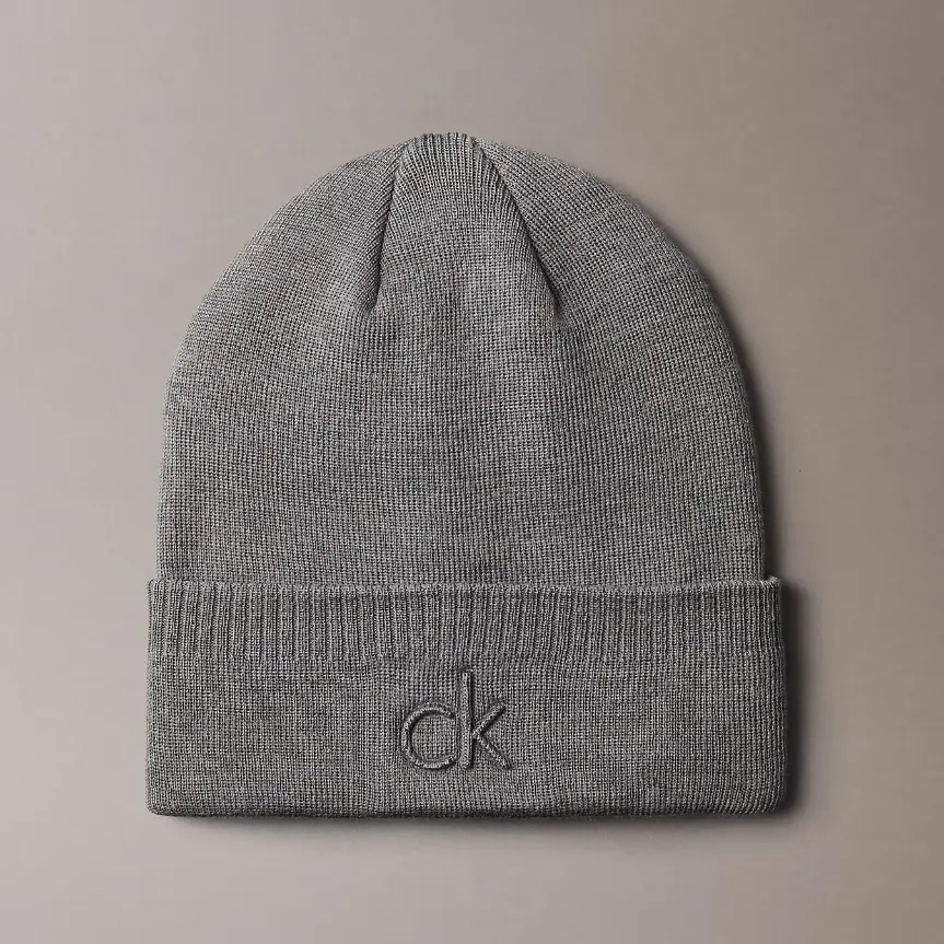 Calvin Klein 徽标灰色针织冷帽
