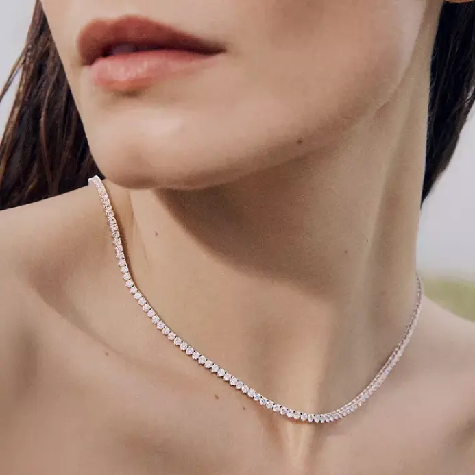 仅限今日！Bloomingdales 14k 黄金/白金 钻石项链