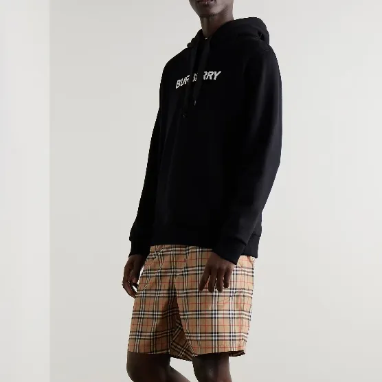 BURBERRY 巴宝莉字母徽标黑色连帽卫衣