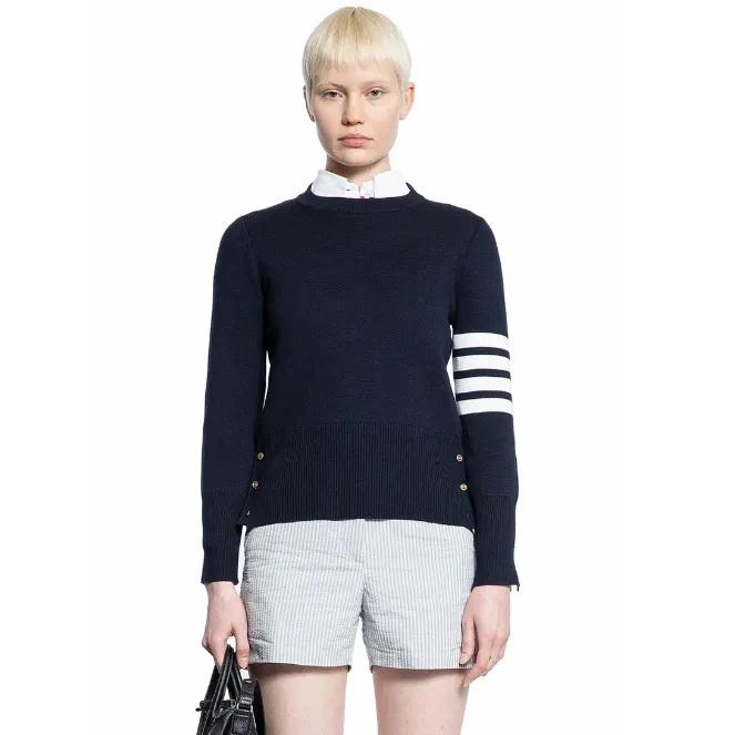 THOM BROWNE 四道杠藏蓝色毛衫