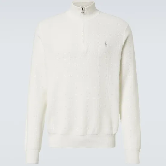 POLO RALPH LAUREN 拉夫劳伦白色半拉链套头衫