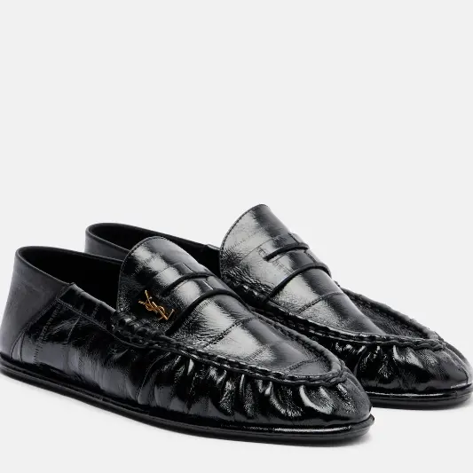 SAINT LAURENT 圣罗兰 Penny 黑色漆皮乐福鞋