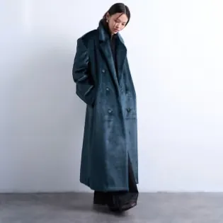 Topshop 仿皮草长款双排扣大衣