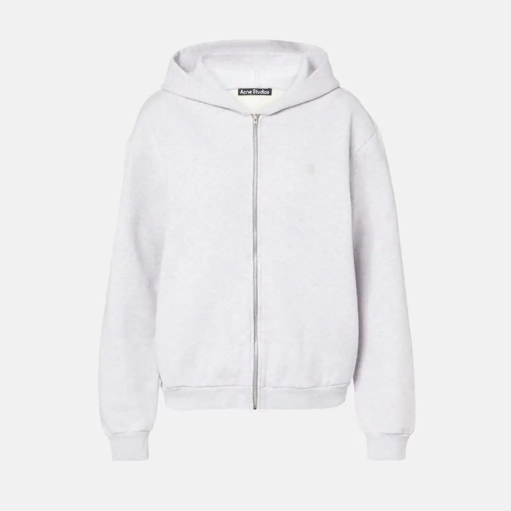 ACNE STUDIOS 徽标灰色拉链连帽外套