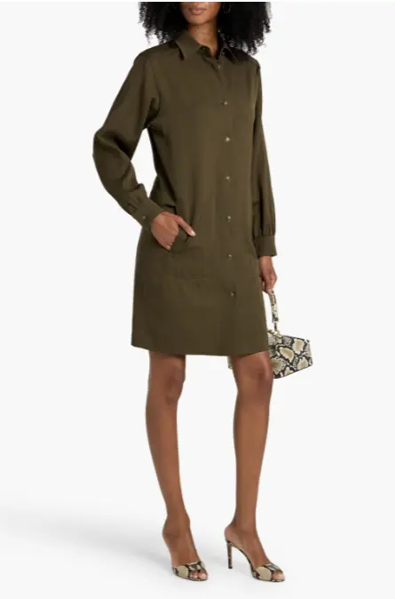 MAX MARA Kim羊毛斜纹迷你衬衫裙