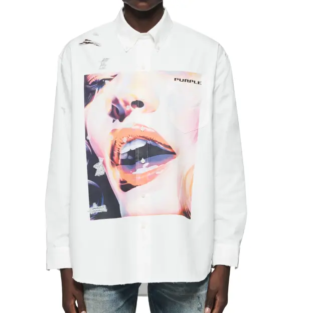 Purple Brand 刺绣衬衫