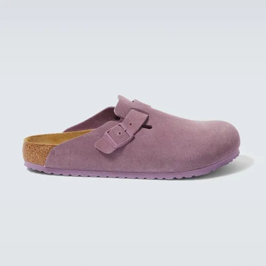 Birkenstock 勃肯 Boston 紫色绒面平底鞋
