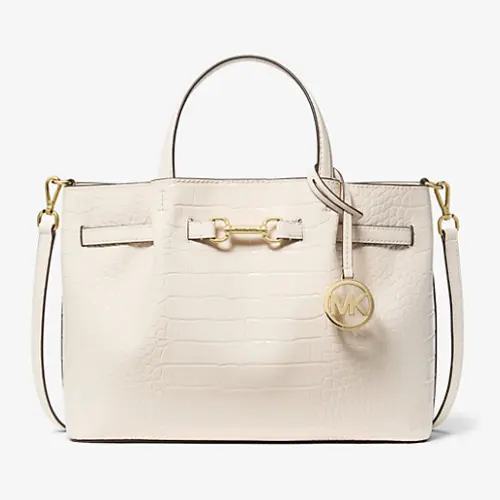 贵妇风！Michael Kors Carson 中号鳄鱼皮 手提包