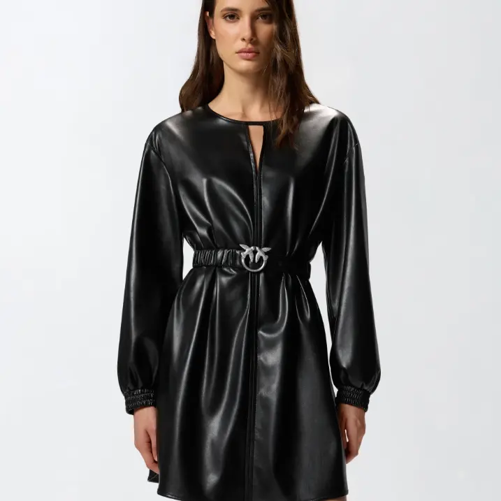 Pinko 短款皮革质感连衣裙