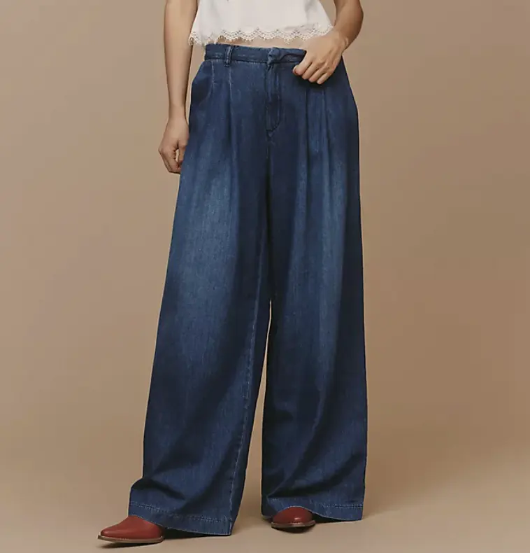 The Avery Elastic-Back 阔腿牛仔裤