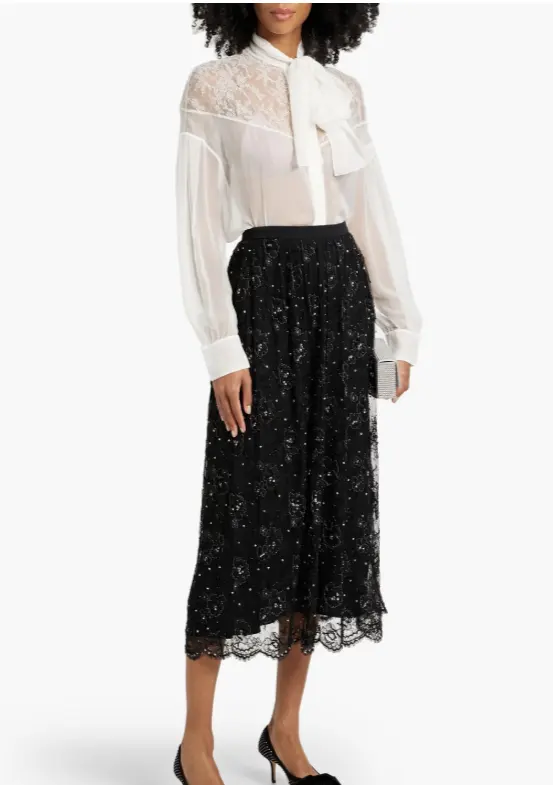 VALENTINO GARAVANI 缀饰薄纱中长裙