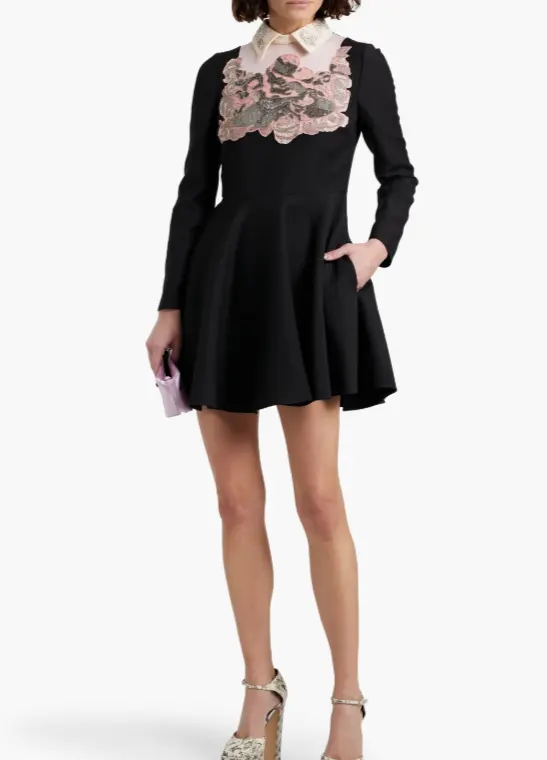 VALENTINO GARAVANI 真丝混纺绉纱迷你连衣裙