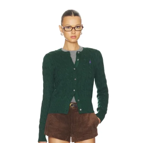 POLO RALPH LAUREN 拉夫劳伦绿色绞花针织开衫