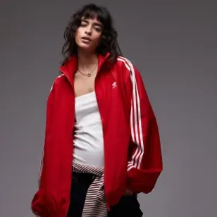 Adidas 阿迪达斯三叶草印花红色运动外套