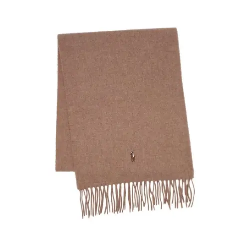 POLO RALPH LAUREN 拉夫劳伦徽标棕色流苏围巾