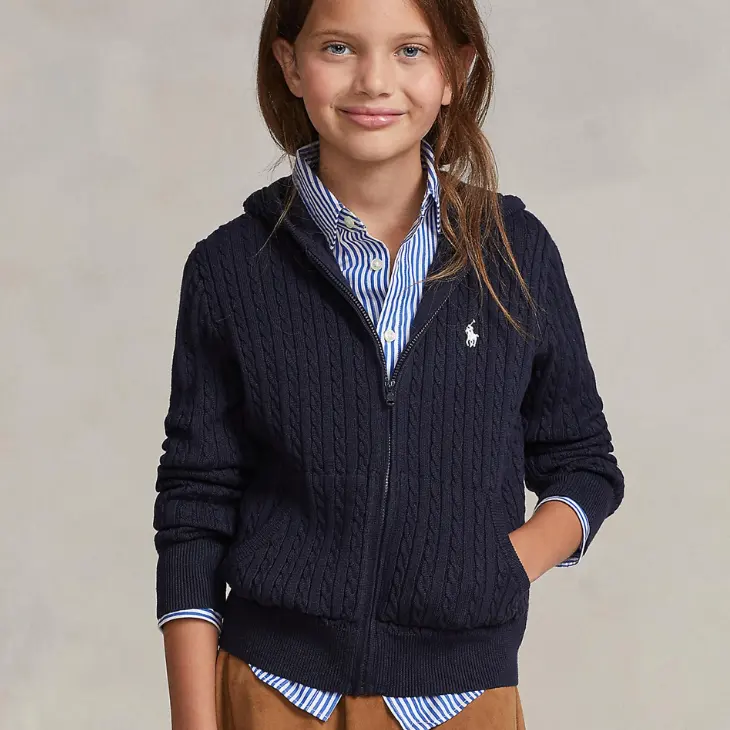 Ralph Lauren 拉夫劳伦大童款连帽绞花外套