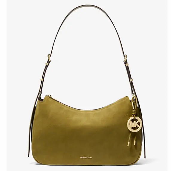 兰西雅同款！Michael Kors Nolita 绿色中号麂皮斜挎包