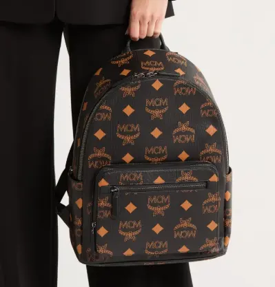 MCM Stark 涂层帆布字母印花双肩包