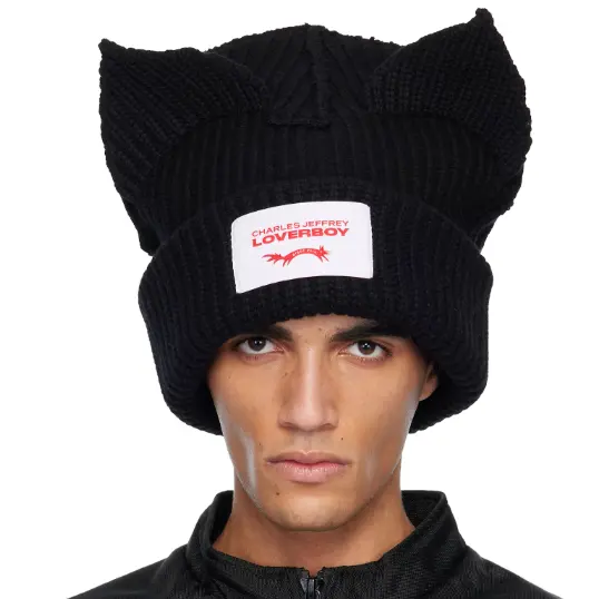 Charles Jeffrey LOVERBOY 黑色 Supersized Chunky Ears 毛线帽