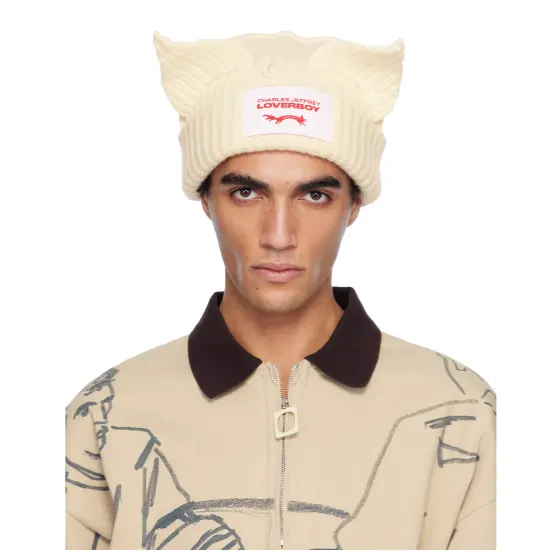 Charles Jeffrey LOVERBOY 灰白色 Chunky Ears 毛线帽