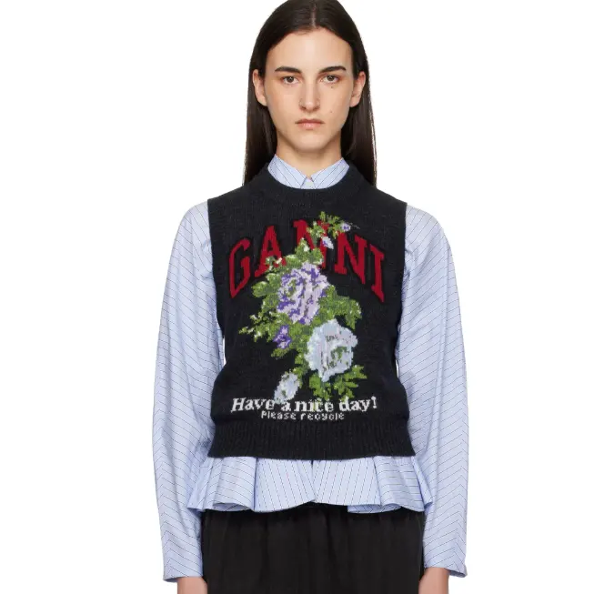 GANNI 灰色 Rose Wool 马甲