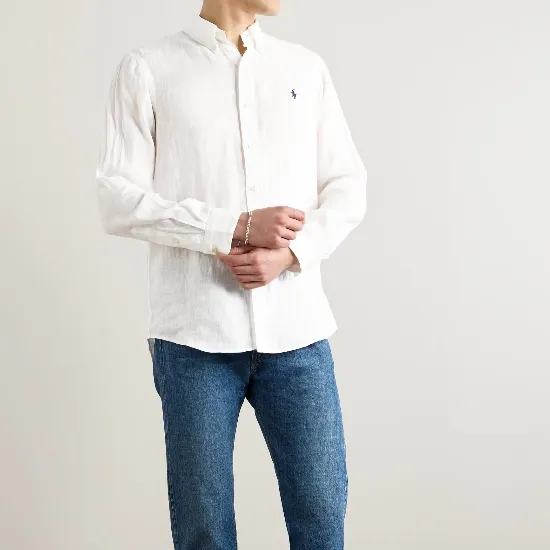POLO RALPH LAUREN 拉夫劳伦白色亚麻衬衫