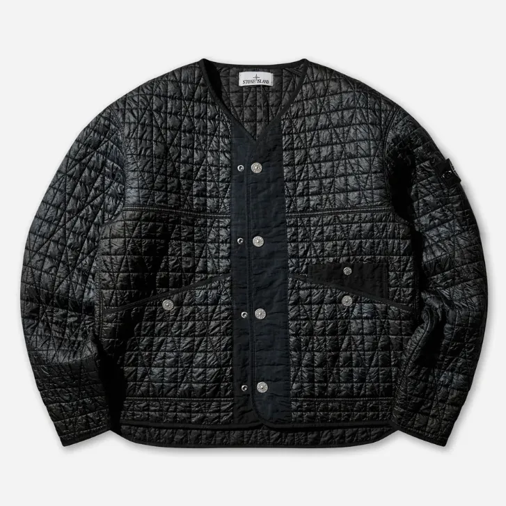 STONE ISLAND 石头岛黑色尼龙绗缝夹克外套