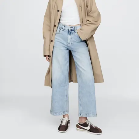 Gap 高腰阔腿九分牛仔裤