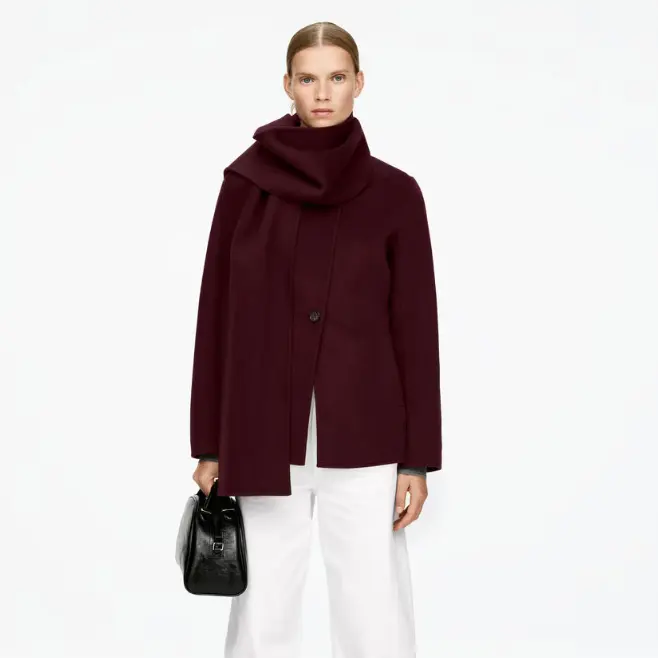 Arket 羊毛混纺外套 带可拆卸围巾