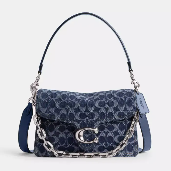 热卖！COACH 蔻驰 Tabby 丹宁链条单肩包