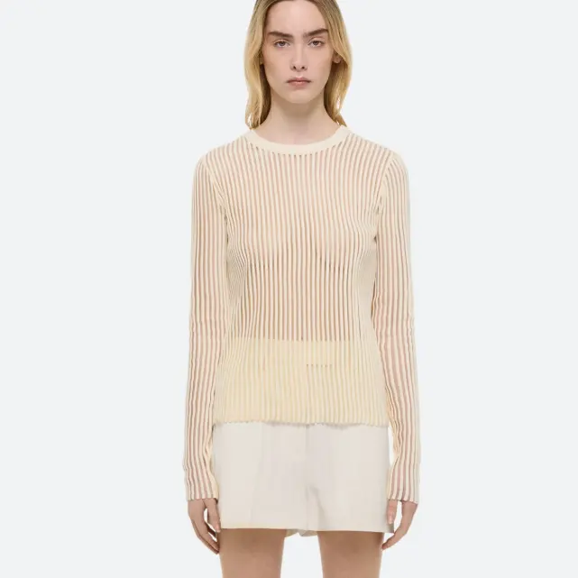 Helmut Lang 条纹透明圆领上衣