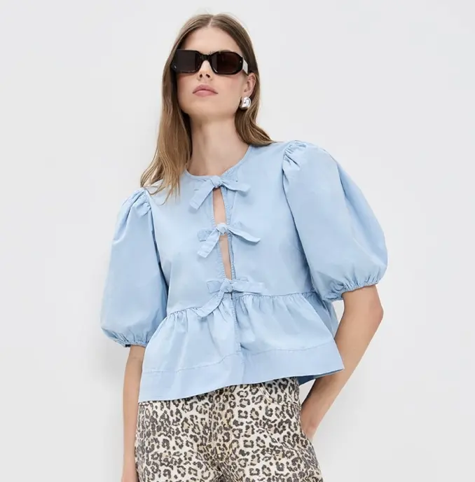 Ganni Peplum 泡泡袖衬衫