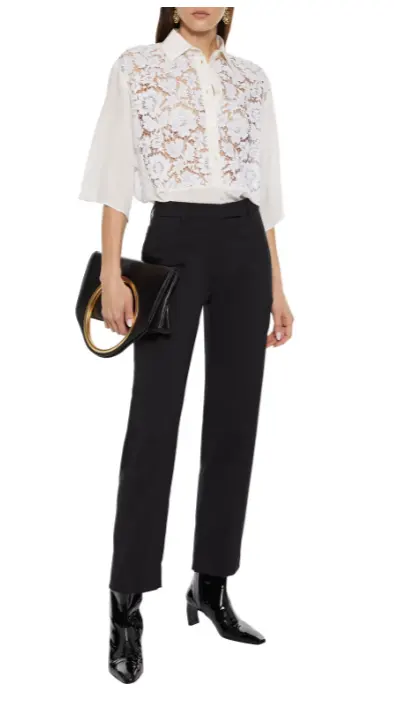 VALENTINO GARAVANI 羊毛混纺斜纹直筒裤