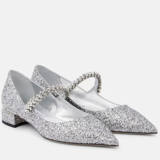 Jimmy Choo Bing 25 银色玛丽珍鞋