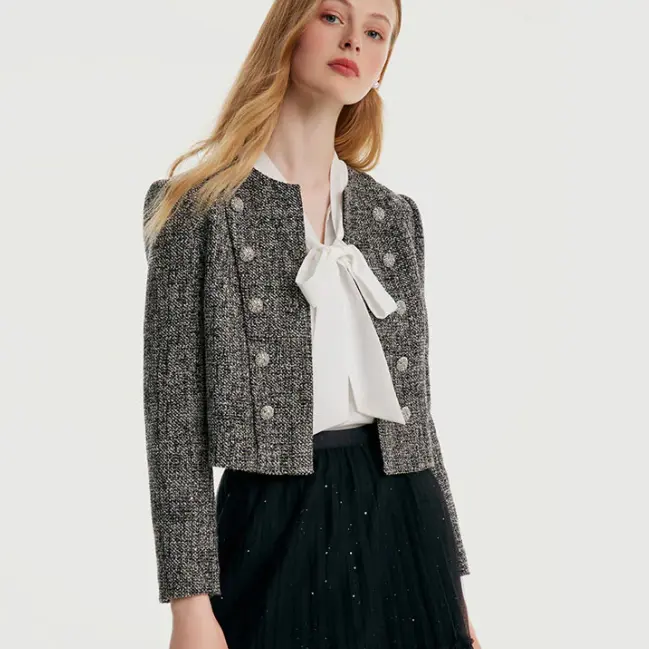 Goelia 歌莉娅 粗花双排扣外套