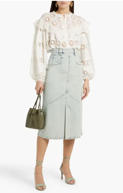 ISABEL MARANT Pomano 褪色牛仔布中长裙