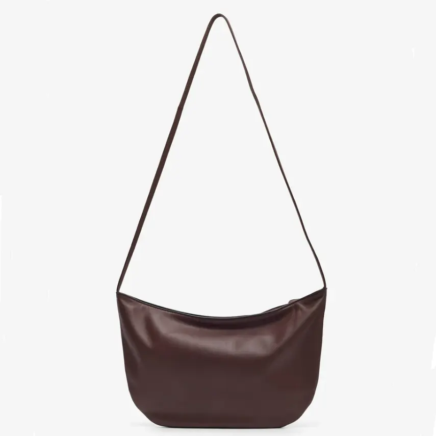 The Row E/W Izzy  棕色皮革斜挎包