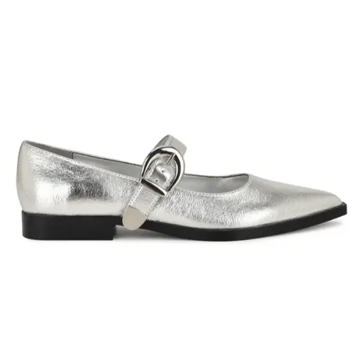 Nine West 玖熙 Katrel 银色平底玛丽珍鞋