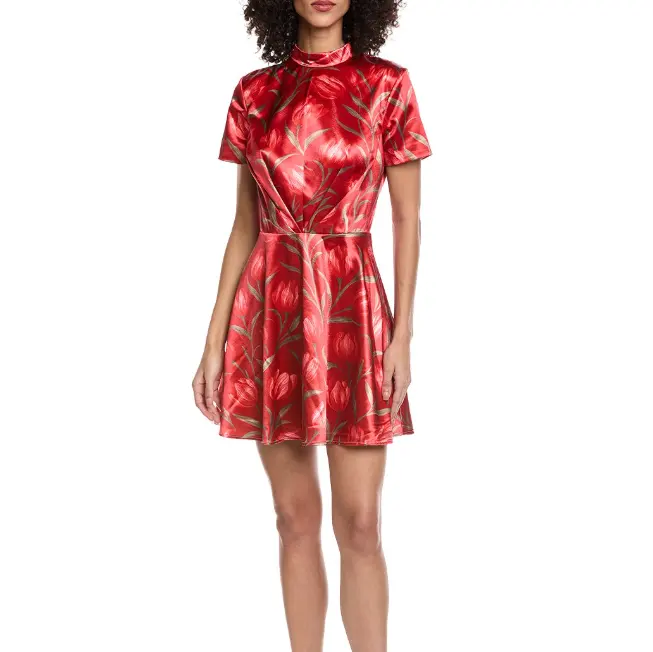 Rene Ruiz 高领花卉提花连衣裙