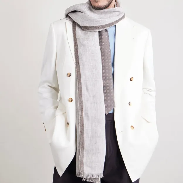 BRUNELLO CUCINELLI 流苏亚麻围巾