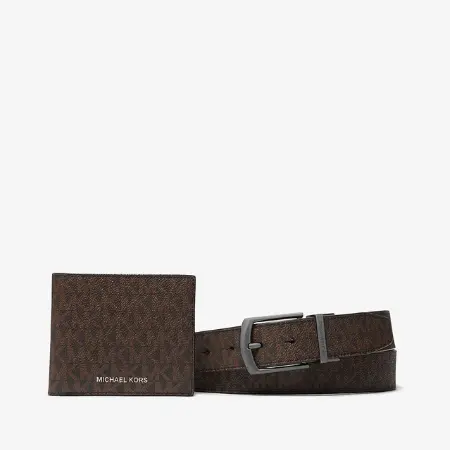 Michael Kors 老花钱包和皮带礼品套装