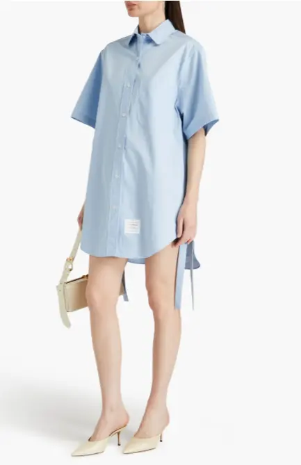 THOM BROWNE 棉府绸迷你衬衫连衣裙
