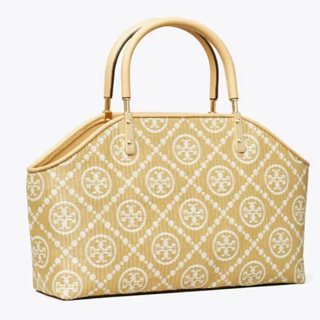 库存紧！Tory Burch 汤丽柏琦 Raffia 小号老花菜篮子包