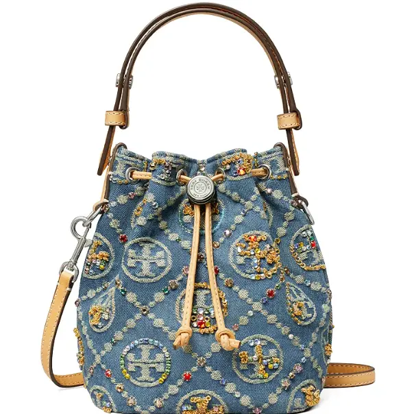 首降！Tory Burch 汤丽柏琦彩钻老花水桶包