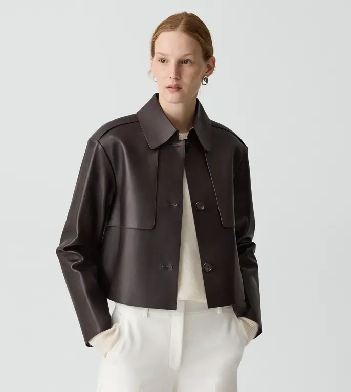 Theory 短款皮质风衣