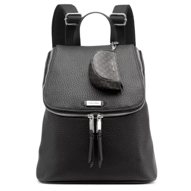 黑色/粉色！Calvin Klein 拉链双肩包