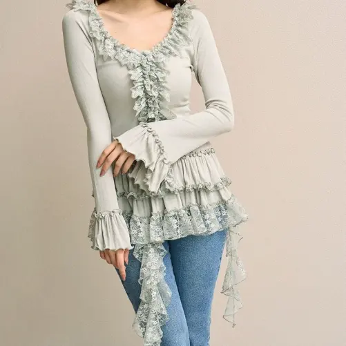 Snidel 层叠荷叶边裁剪缝制套头衫