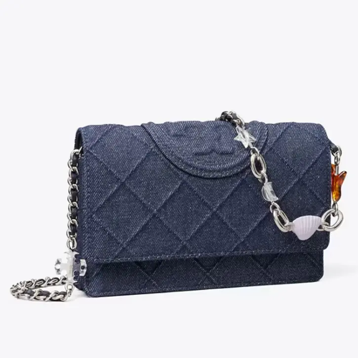 Tory Burch 汤丽柏琦 Fleming 单宁牛仔斜挎包